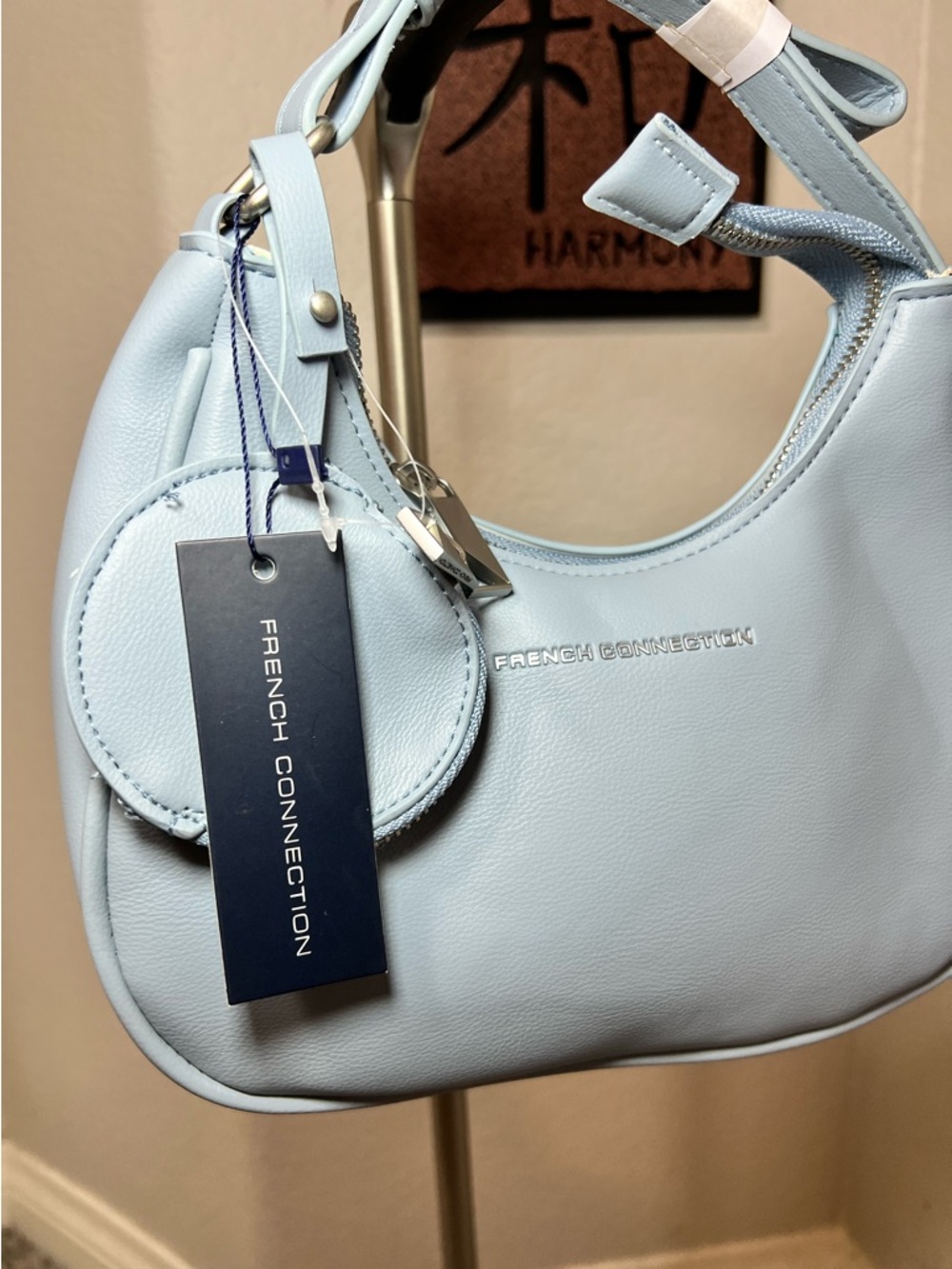 French Connection NWT $98 Sabrina  Powder Blue Shoulder Bag and Coin Purse - Picture 4 of 16